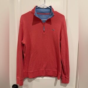 Vineyard Vines Men's Coral Zip-Up Sweater
